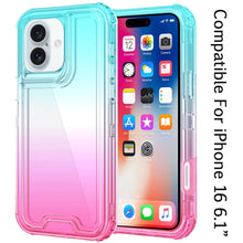 For iPhone 16 6.1inch Case Two Tone 3in1 Shockproof Hybrid Cover +Tempered Glass