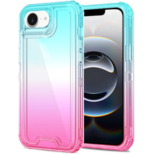 For iPhone 16e Case Two Tone 3in1 Shockproof Hybrid Phone Cover + Tempered Glass