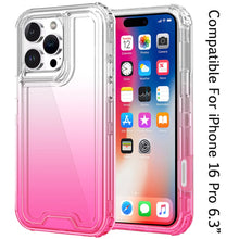 For iPhone 16 Pro 6.3in Case Two Tone 3in1 Shockproof Hybrid + Tempered Glass