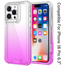 For iPhone 16 Pro 6.3in Case Two Tone 3in1 Shockproof Hybrid + Tempered Glass