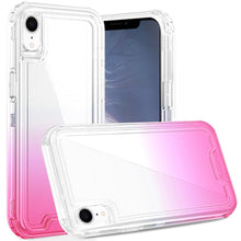 For iPhone XR Case 2 Tone Gradient 3in1 Shockproof Phone Cover + Tempered Glass