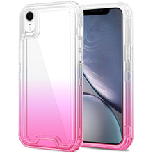 For iPhone XR Case 2 Tone Gradient 3in1 Shockproof Phone Cover + Tempered Glass