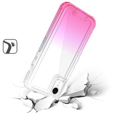 For iPhone XR Case 2 Tone Gradient 3in1 Shockproof Phone Cover + Tempered Glass