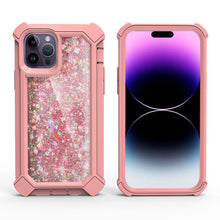 For iPhone 14 PRO Case Liquid Glitter Dual Layer Cover with Corner Protection