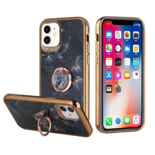 For iPhone 13 PRO Case Electroplated Chrome Marble TPU Design with Ring Stand