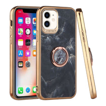 For iPhone 13 PRO Case Electroplated Chrome Marble TPU Design with Ring Stand