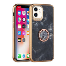 For iPhone 13 PRO Case Electroplated Chrome Marble TPU Design with Ring Stand