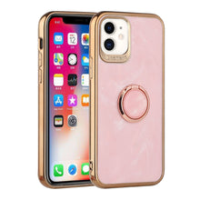 For iPhone 13 PRO Case Electroplated Chrome Marble TPU Design with Ring Stand