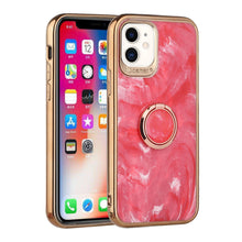 For iPhone 13 PRO Case Electroplated Chrome Marble TPU Design with Ring Stand