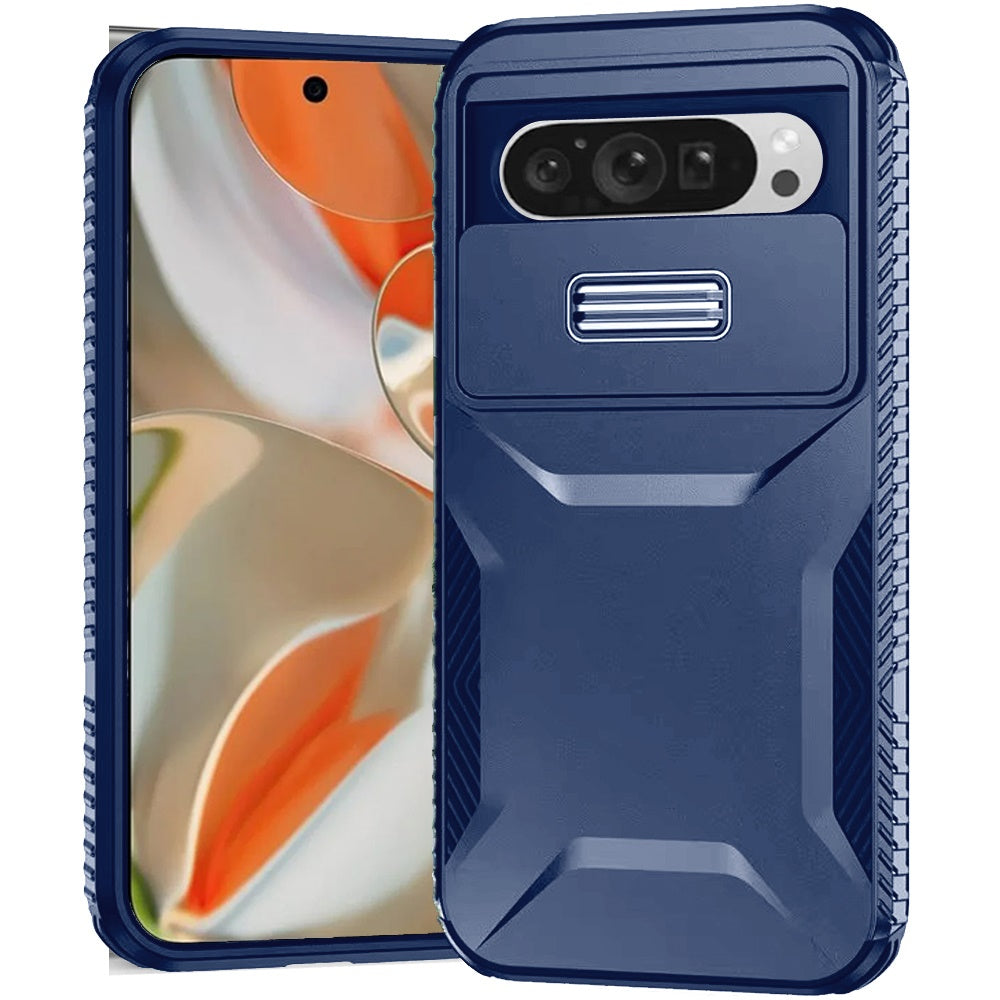For Google Pixel 10 Pro XL Case Rugged Grip Sliding Lens Cover + Tempered Glass