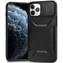 For iPhone 11 Pro Max Case Rugged Side Grip Sliding Lens Cover + Tempered Glass