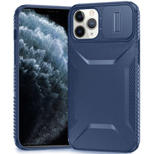 For iPhone 11 Pro Max Case Rugged Side Grip Sliding Lens Cover + Tempered Glass