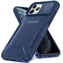 For iPhone 11 Pro Max Case Rugged Side Grip Sliding Lens Cover + Tempered Glass