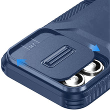 For iPhone 11 Pro Max Case Rugged Side Grip Sliding Lens Cover + Tempered Glass