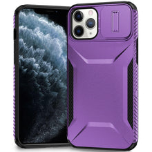 For iPhone 11 Pro Max Case Rugged Side Grip Sliding Lens Cover + Tempered Glass