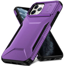 For iPhone 11 Pro Max Case Rugged Side Grip Sliding Lens Cover + Tempered Glass