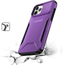 For iPhone 11 Pro Max Case Rugged Side Grip Sliding Lens Cover + Tempered Glass