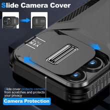 For iPhone 15 Pro Max Case Rugged Side Grip Sliding Rear Lens + 2 Tempered Glass