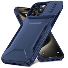 For iPhone 15 Pro Max Case Rugged Side Grip Sliding Rear Lens + 2 Tempered Glass