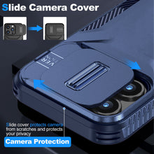 For iPhone 15 Pro Max Case Rugged Side Grip Sliding Rear Lens + 2 Tempered Glass