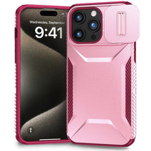 For iPhone 15 Pro Max Case Rugged Side Grip Sliding Rear Lens + 2 Tempered Glass