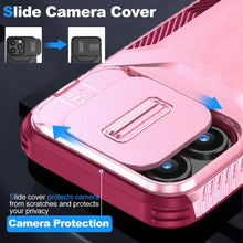 For iPhone 15 Pro Max Case Rugged Side Grip Sliding Rear Lens + 2 Tempered Glass