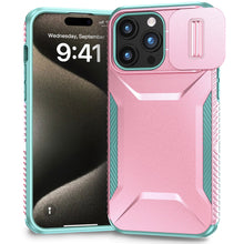 For iPhone 15 Pro Max Case Rugged Side Grip Sliding Rear Lens + 2 Tempered Glass
