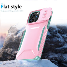 For iPhone 15 Pro Max Case Rugged Side Grip Sliding Rear Lens + 2 Tempered Glass