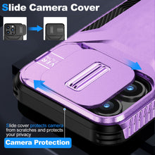 For iPhone 15 Pro Max Case Rugged Side Grip Sliding Rear Lens + 2 Tempered Glass