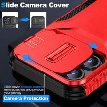 For iPhone 15 Pro Max Case Rugged Side Grip Sliding Rear Lens + 2 Tempered Glass