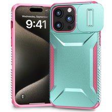 For iPhone 15 Pro Max Case Rugged Side Grip Sliding Rear Lens + 2 Tempered Glass
