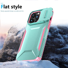 For iPhone 15 Pro Max Case Rugged Side Grip Sliding Rear Lens + 2 Tempered Glass