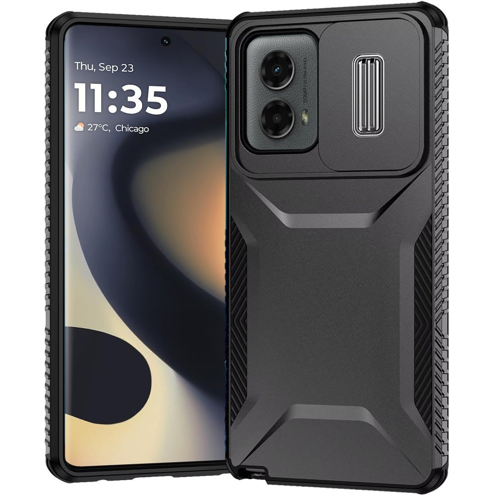 For Motorola Edge 5G 2024 Case Rugged Side Grip with Sliding Rear Lens Cover