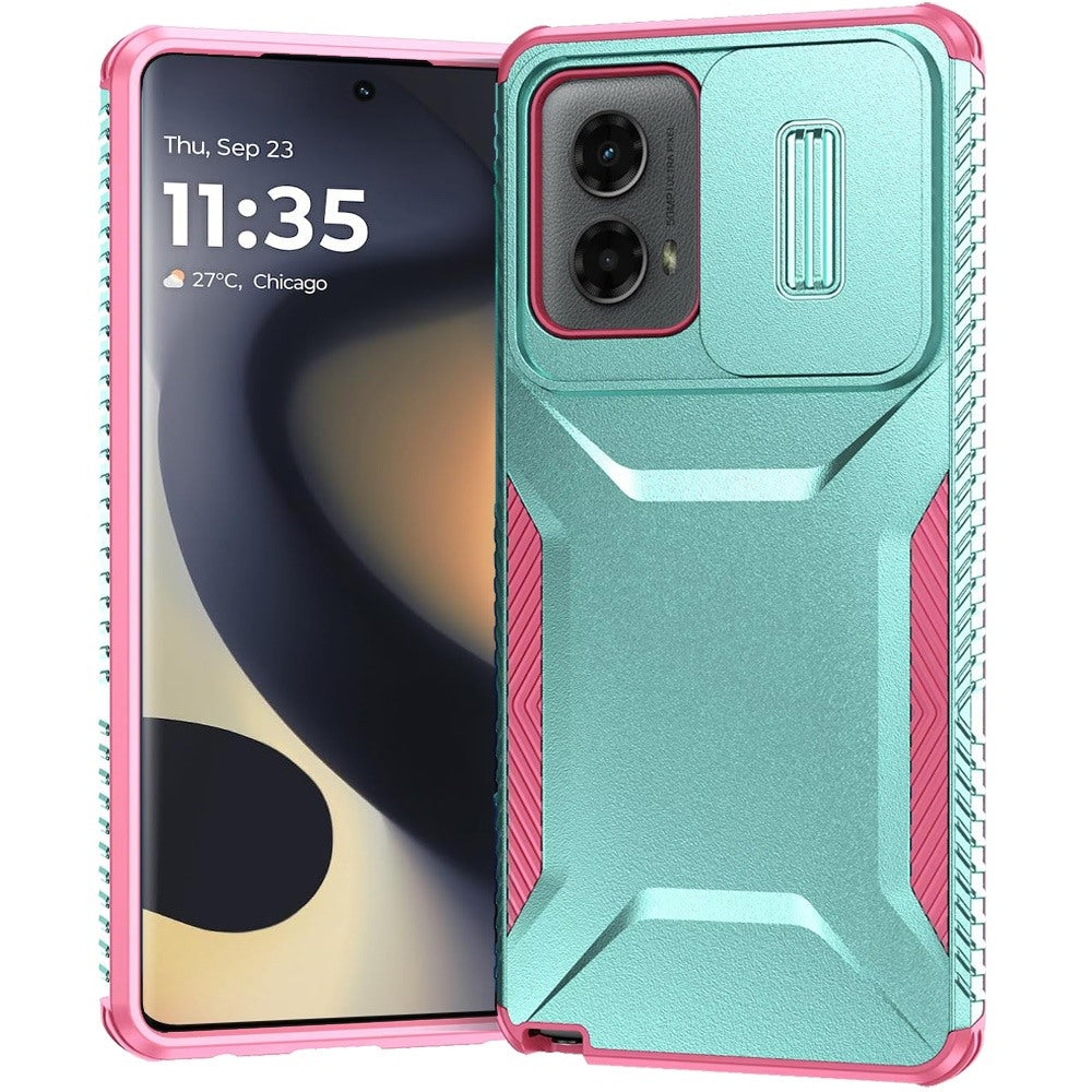 For Motorola Edge 5G 2024 Case Rugged Side Grip with Sliding Rear Lens Cover