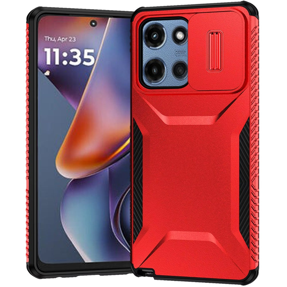 For Moto G 2025 Case Rugged Side Grip Sliding Rear Lens Cover + Tempered Glass
