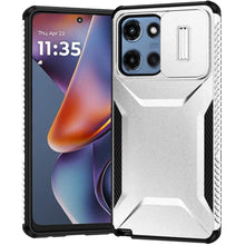For Moto G 2025 Case Rugged Side Grip Sliding Rear Lens Cover + Tempered Glass