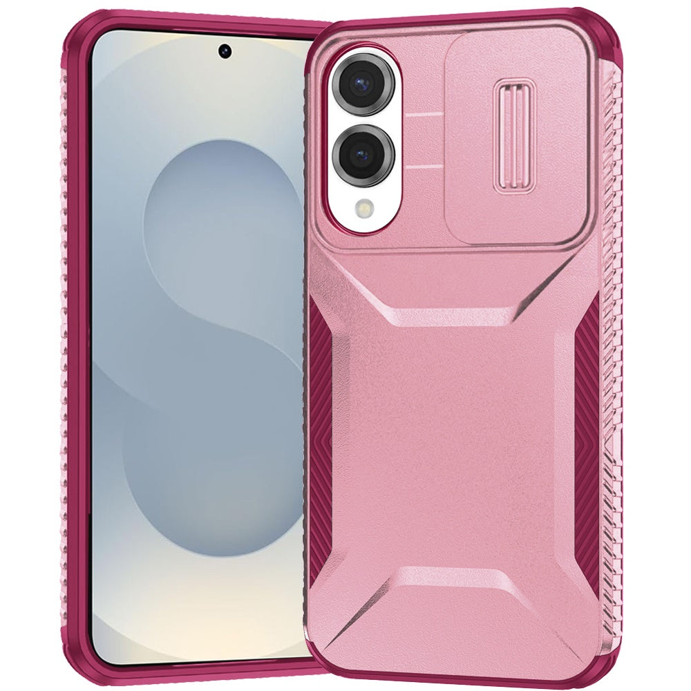 For Samsung S25 Edge Case Rugged Side Grip Sliding Lens Cover + Tempered Glass