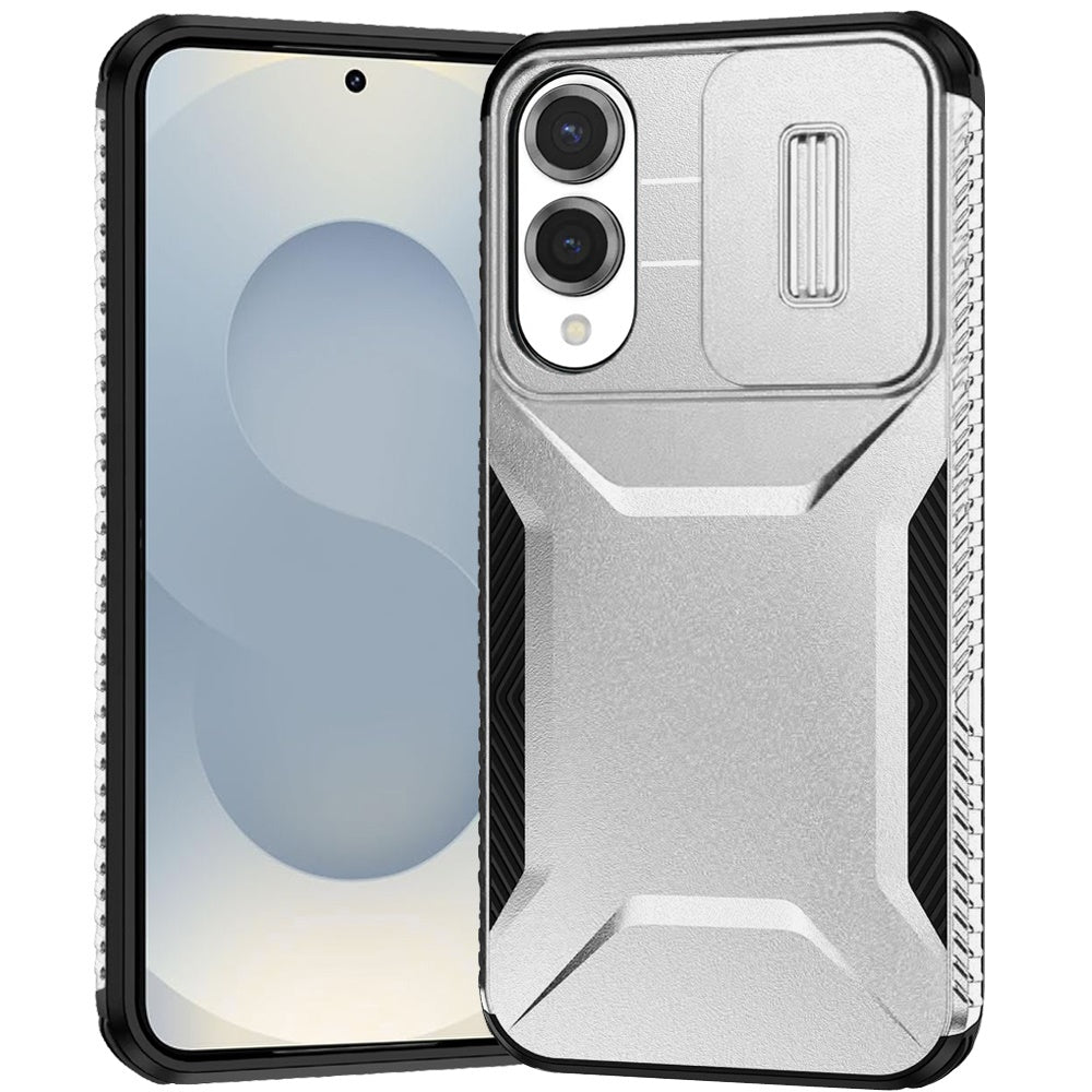 For Samsung S25 Edge Case Rugged Side Grip Sliding Lens Cover + Tempered Glass