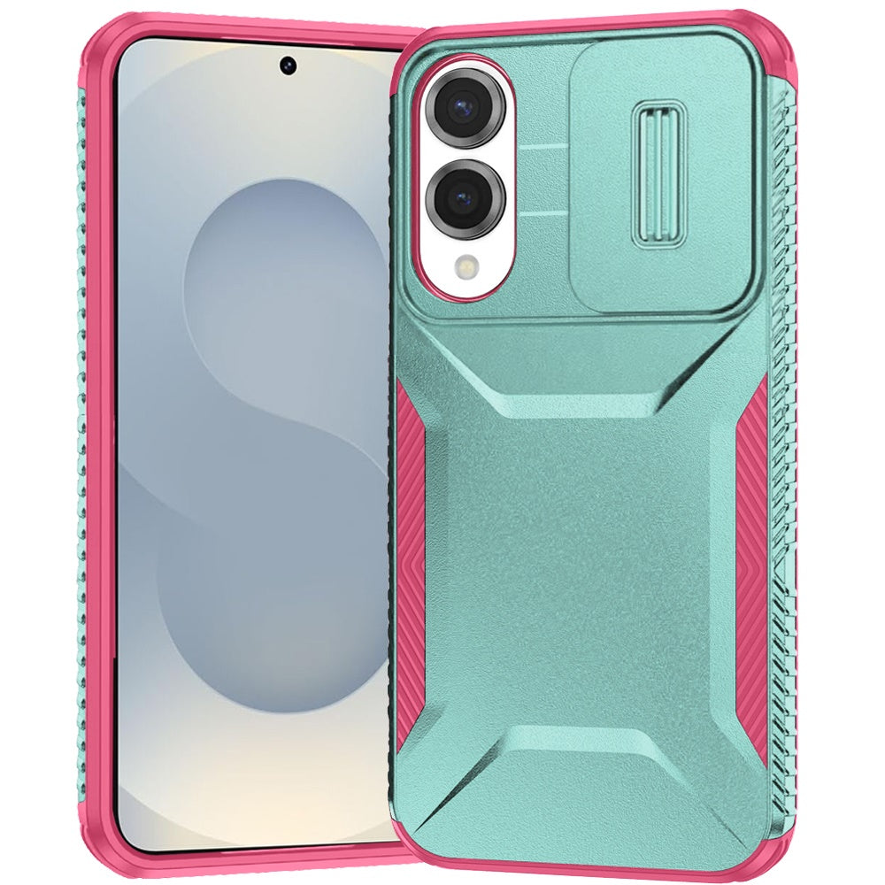For Samsung S25 Edge Case Rugged Side Grip Sliding Lens Cover + Tempered Glass