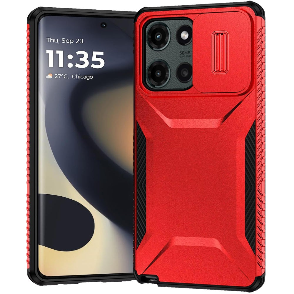 For Motorola Edge 2025 Case Rugged Side Grip Hybrid with Sliding Rear Lens Cover