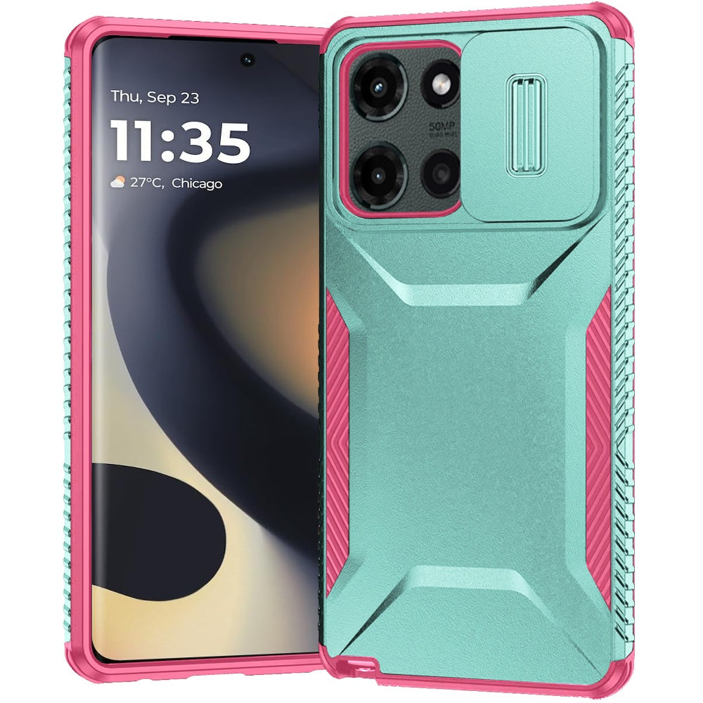 For Motorola Edge 2025 Case Rugged Side Grip Hybrid with Sliding Rear Lens Cover