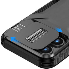 For iPhone 16 PRO MAX Case Rugged Side Grip Sliding Lens Cover + Tempered Glass