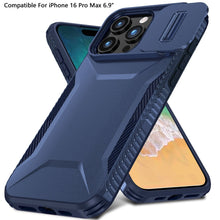 For iPhone 16 PRO MAX Case Rugged Side Grip Sliding Lens Cover + Tempered Glass