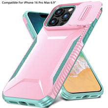 For iPhone 16 PRO MAX Case Rugged Side Grip Sliding Lens Cover + Tempered Glass