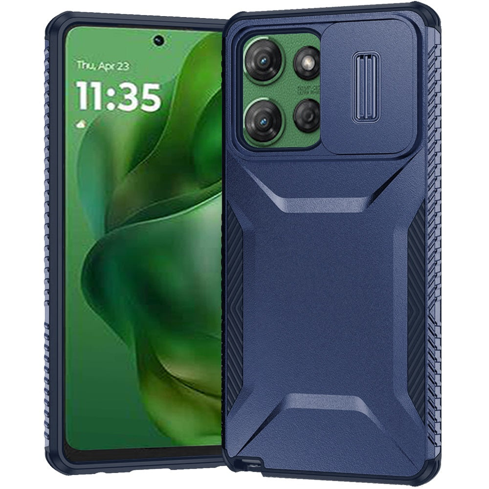 For Moto G Power 2025 Case Grip with Sliding Rear Lens Cover + Tempered Glass