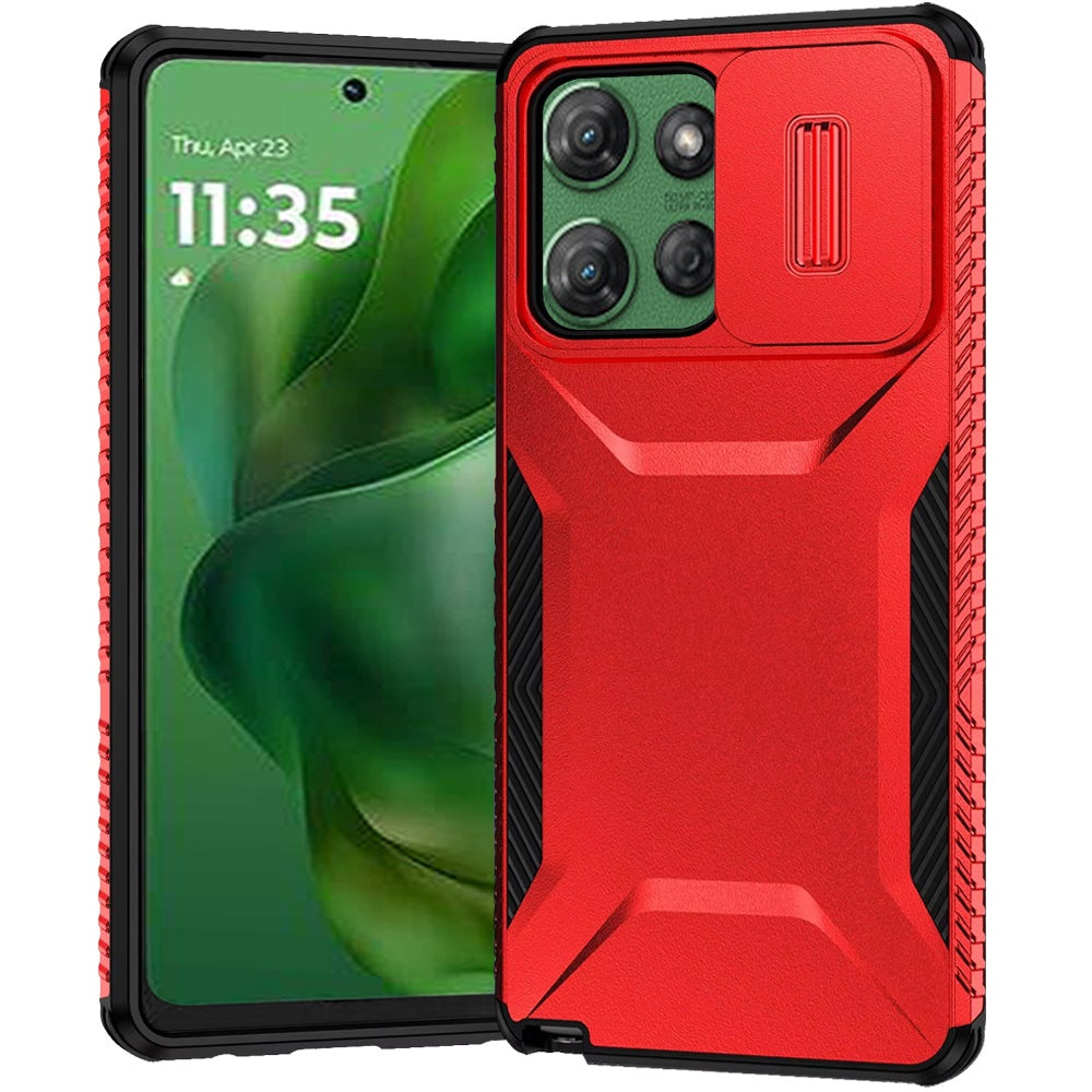 For Moto G Power 2025 Case Grip with Sliding Rear Lens Cover + Tempered Glass
