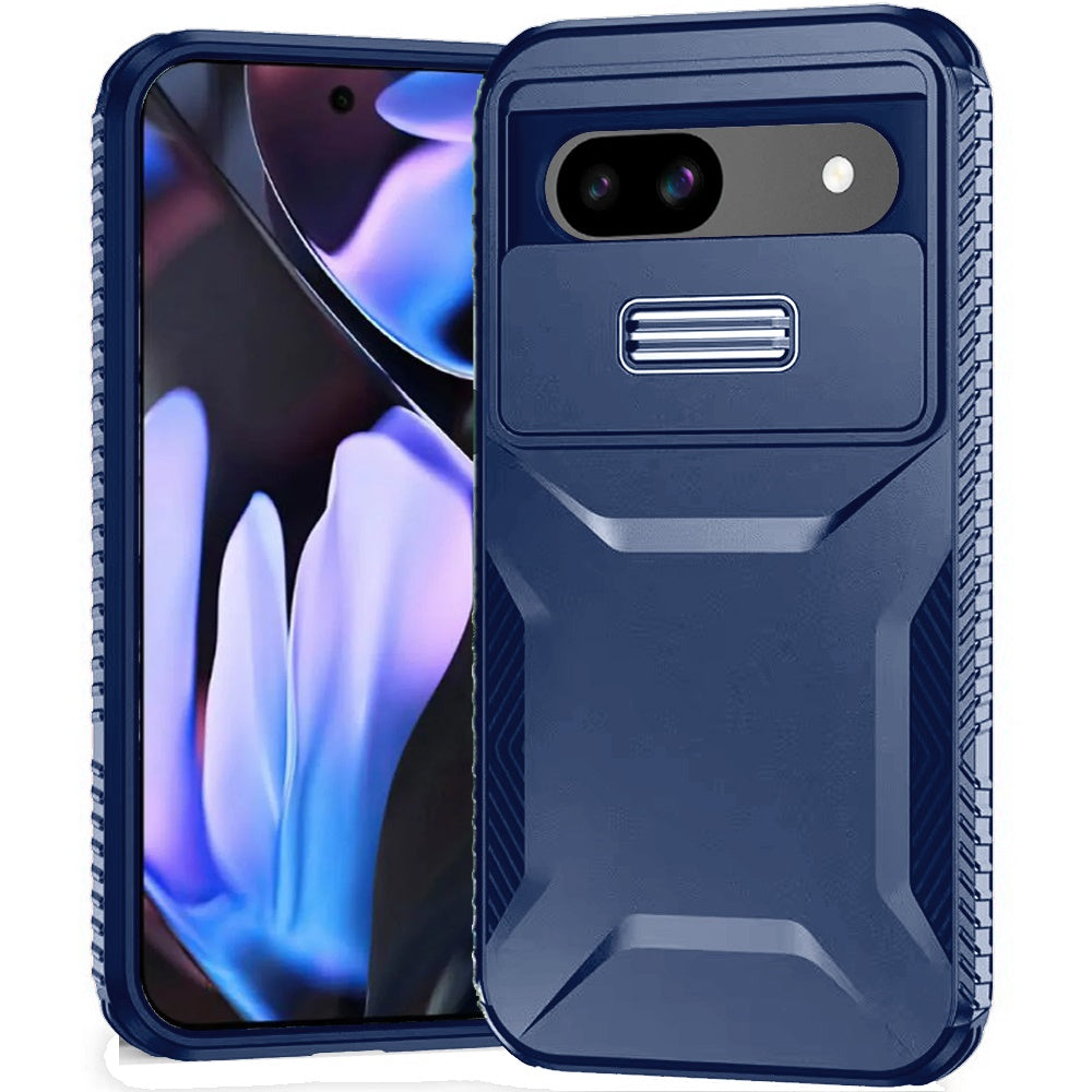 For Google Pixel 9a Case Rugged Side Grip Sliding Lens Cover + Tempered Glass