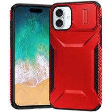 For iPhone 16 Plus 6.7in Case Rugged Grip Sliding Lens Cover + Tempered Glass