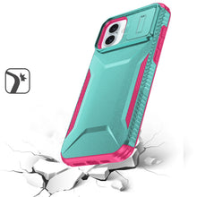 For iPhone 16 Plus 6.7in Case Rugged Grip Sliding Lens Cover + Tempered Glass