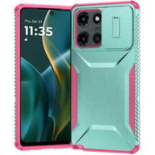 For Moto G Stylus 2025 Case Grip with Sliding Rear Lens Cover + Tempered Glass